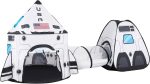 JOYIN White Rocket Ship Pop up Play Tent with Tunnel and Playhouse Kids Indoor Outdoor Spaceship Tent Set - Image 2