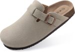KIDMI Genuine Suede Clogs for Women Cork Footbed Sandals Leather Mules Potato Shoes with Arch Support - Image 2