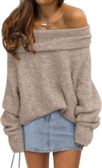 LILLUSORY Womens Off The Shoulder Sweater Oversized Batwing Sleeve Loose Pullover Sweaters Tops - Image 2