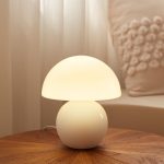 Mushroom Lamp Table Lamp for Bedroom,Desk Bedside Small Lamps for Living Room Night Stands,Mushroom Decor Cute Mini Modern Mid Century Lamps,Unique Aesthetic Home Living Room Decor(White) - Image 2