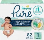 Pampers Pure Protection Baby Diapers, Size 1 (8-14 lbs), 82 Count, Up to 100% Leakproof, Premium Plant-based Skin Protection, Hypoallergenic Soft Diapers - Image 2