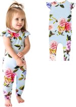 Posh Peanut Baby Girl Pajamas – Ruffled Cap Sleeve Romper PJs – Soft Viscose from Bamboo One-Piece for Babies & Toddlers - Image 2