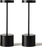 SAKRINGT 2 Pack Rechargeable Table Lamp, LED Cordless Table Lamp,5000mAh Battery Operated Portable Table Light,Dimming for Restaurant/Patio/Outdoor(Black) - Image 2