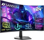 SANSUI Curved Monitor 24 inch 100Hz USB Type-C Computer Monitor with Built-in Speakers- MPRT 1ms,Adaptive Sync,HDR,1500R,VESA 75x75mm Compatible, for Home and Office(ES-24C1) - Image 2