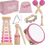 Stoie’s Wooden Music Set Pink Sensation, Montessori Musical Instruments for Toddlers 3-9 with Xylophone, Tambourine and Maracas, Educational Development and Creativity, Baby Musical Instruments - Image 2