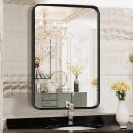 Sweetcrispy Black Bathroom Vanity Mirror for Wall, 22x30 Inch Metal Framed Wall Mirror Farmhouse Rectangle, Anti-Rust, Tempered Glass, Hangs Horizontally or Verticall - Image 2