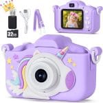 Upgraded 48MP Kids Camera for Girls Boys 3-12, Video Selfie Camera-Christmas Birthday Gift for Toddler, HD Digital Camera Toy for Child with 32GB SD Card & Silicone Cover (Purple) - Image 2