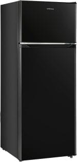 Upstreman 7.7 Cu.Ft. Refrigerator with Freezer, Double Door Fridge, Adjustable Thermostat, Large Capacity, Reversible Door Swing, Refrigerator for Apartment, Office, Dorm, Black（BD75） - Image 2