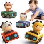 iPlay, iLearn Press to Go Car Toys for Toddlers 1-3, Baby Animal Racing Cars, Infant Play Vehicle Set, Baby Push Go Friction Car Toys for 6-9-12-18 Months, 1st Birthday Gifts for 1-2 Years Old Boys - Image 2