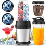 12-Piece Smoothie Blender Maker 25,000 RPM Personal Blender for Ice Crushing Smoothies & Frozen Drinks Nuts with 23oz, 32oz, 37oz Portable Cups Two 6-Leaf Stainless Steel Blades, Silver - Image 2