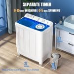 Auertech Portable Washing Machine, 28lbs Twin Tub Washer Mini Compact Laundry Machine with Drain Pump, Semi-automatic 18lbs Washer 10lbs Spinner Combo for Dorms, Apartments, RVs - Image 3