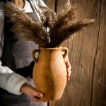 Ceramic Rustic Vase, Christmas Flower Vase with Handle, 9 inch Farmhouse Pottery Flower Vase for Home Decor, Living Room Shelf Decor, Enterway, Table - Image 3