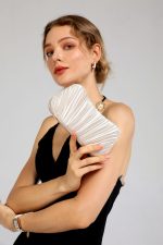 Clutch Purse Satin Pearl Evening Bag Handbag Chain Strap Shoulder Bag - Image 3
