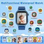 Kids Waterproof Smart Watch Boys Gift Age 3-12 with 39 Game HD Touch Screen Music Player Video Camera Pedometer Alarm Clock Birthday Gift for 6 7 8 9 Year Olds Blue - Image 3
