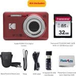 KODAK PIXPRO FZ55 16MP Digital Point & Shoot Camera, 5X Optical Zoom, 28mm Wide Angle, 1080P Full HD Video, Bundle with 32GB SD Card, Protective Case, and Hi-Speed Card Reader (Red) - Image 3