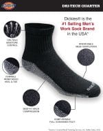Dickies Men's Dri-tech Moisture Control Quarter Socks, Available in M-XXL (6, 12, 18 Pairs) - Image 3