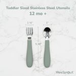 WeeSprout Toddler Utensils, 3 Forks & 3 Spoons, 18/8 Stainless Steel & Food Grade Silicone, Thick Easy-Grip Handles, Perfect Length For New Self Feeders, Gentle On Gums & Teeth, Dishwasher Safe - Image 3