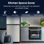 3.2 Cu.Ft Fridge with Freezer with 2 Doors, Refrigerator with 7 Level Temperatures, LED Light, Adjustable Shelves, Food Storage Cooling Drink for Bedroom, Office, Dorm, Apartment, Silver - Image 3