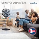 Lasko Oscillating Cyclone Pedestal Fan, Adjustable Height, Timer, Remote Control, 3 Speeds, for Bedroom, Living Room, Home Office, 18", Black, 1843 - Image 3