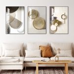 SUCSACEK Decorative Wall Art Prints 3 Panels Abstract Painting for Living Room, Bedroom, Dining Room, Kitchen, Bathroom, Office, Home Decor (Golden) - Image 3
