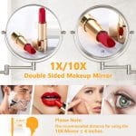 Wall Mounted Makeup Mirror - 10x Magnification 8'' Two-Sided Swivel Extendable Bathroom Mirror Nickel Finish - Image 3