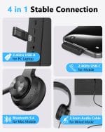 Wireless Headset with Mic for Work, Bluetooth 5.4 Office Headset with AI Noise Cancelling, USB A/C Dongle & Mic Mute for Computer Laptop PC, Lightweight Design for Call Center - Image 3