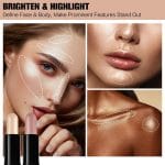 Contour Stick, 2Pcs Dual-Ended Highlighter Makeup Pen & Contouring Stick for Face Shaping, Long Lasting Waterproof Cream Bronzer & Highlight Sticks Make Up Kit for All Skin Tones(01# + 03#) - Image 5