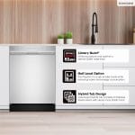 Sharp SDW6504MS Stainless Steel Dishwasher, 24-inch Pocket Handle, 52 dB, Hybrid Tub, 12 Place Settings, 5 Cycles, Heated Dry - Image 3