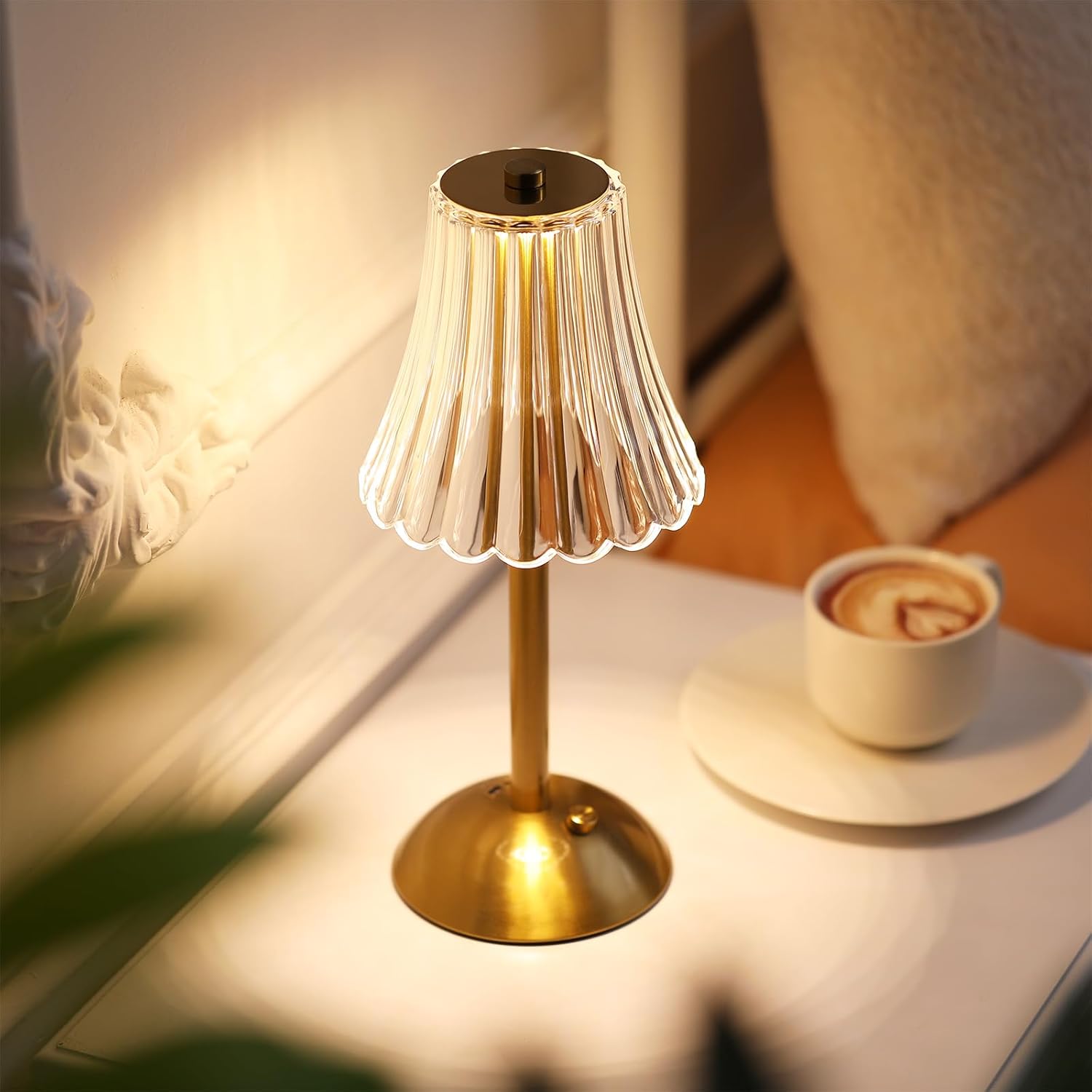 Liliful 4 Pcs LED Portable Cordless Table Lamp Touch Battery Operated Rechargeable Gold Desk Lamp 3 Color Dimmable for Bedroom Living Room Dining (Gold,Rose Style) - Image 4