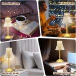 Liliful 4 Pcs LED Portable Cordless Table Lamp Touch Battery Operated Rechargeable Gold Desk Lamp 3 Color Dimmable for Bedroom Living Room Dining (Gold,Rose Style) - Image 5