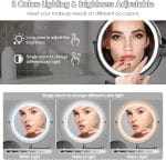 Rocollos 9" Wall Mounted Lighted Makeup Mirror, Large Double Sided 1X/10X Magnifying Mirror, 3 Color LED Vanity Mirror, Touch Dimmable 360° Swivel Light Up for Bathroom - Image 4