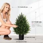 Outdoor Artificial Cedar Topiary Tree, Faux Evergreen Shrubs for Front Porch Decor, Lifelike Fake Bushes Plants for Home Living Room Front Door Decor (2, 2ft) - Image 3