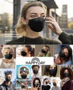 HAPPYDAY , 25 Packs, Made in KOREA Premium KF94 Micro Dust Protection Individually Packaged Black Face Mask Large - Image 3