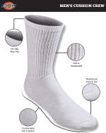 Dickies Men's All Purpose Cushion Crew Socks, Available in M-XL (6, 12 Pairs) - Image 3