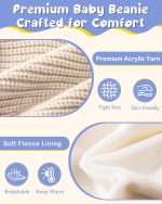 3 Pack Baby Winter Hats with Earflaps, 2 Size Kids Pom Pom Beanie for Infant Toddler Children, Smiley Face Hat for Girls Boys - Image 3