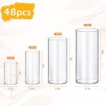 48 Pack Glass Cylinder Vases 4,6,8,10 Inch Tall Clear Flower Vase Hurricane Floating Candle Holder for Table Centerpiece Wedding Home Decor - Image 3