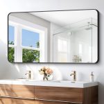 30x55 inch Bathroom Mirror,Black Rectangle Mirror,Wall Mounted Bathroom Frame Vanity Mirror with Round Corner for Bedroom Living Room, Entryway Hangs Horizontal or Vertical - Image 3