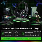 Wireless Gaming Headsets for PC, PS5, PS4, Switch, Mac, 2.4GHz Wireless Gaming Headphone with ENC Noise Canceling Microphone, Bluetooth 5.4, Cool Lighting, 50H Battery, 50mm Drivers - Image 3