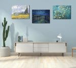 Vincent Van Gogh Canvas Wall Art - Starry Night | Almond Blossom | Wheat Field with Cypresses Paintings, Classic Artwork Picture Poster Prints for Home Decor 12"x16"x 3Pcs - Image 4