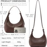 NIUEIMEE ZHOU Hobo Bags for Women Soft Vegan Leather Crescent Shoulder Handbag Slouchy Tote Crossbody Purses - Image 4