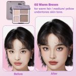 Face Highlighter Contour Shading Palette Sculpting Long-lasting Shimmer Pressed Powder Smooth Matte Finish Makeup for Warm Fair Toned Skin with Mirror - Image 3