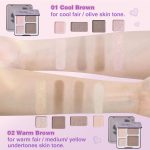 Face Highlighter Contour Shading Palette Sculpting Long-lasting Shimmer Pressed Powder Smooth Matte Finish Makeup for Warm Fair Toned Skin with Mirror - Image 4