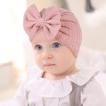 QandSweet 0-24 Months Newborn Girls' Hats Cotton and Linen Cap Infant Big Bow Hat Baby Shower - Image 3