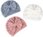 QandSweet 0-24 Months Newborn Girls' Hats Cotton and Linen Cap Infant Big Bow Hat Baby Shower - Image 4