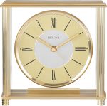 Bulova B1700 Grand Prix Table Clock | Brass MetalFinish | Glass Enclosure with Two-Tone Metal Dial | Quiet Sweep | Elegant Desktop Timepiece for Offices & Collectors - Image 3