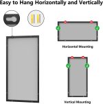 Koonmi Bathroom Mirror 24x48 Black Bathroom Wall-Mounted Mirrors, Modern Vanity Mirror for Bedroom, Living Room, Aluminum Alloy Frame Allow to Hang Horizontally or Vertically - Image 5