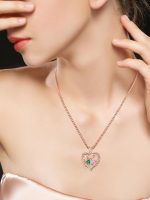 Rose Heart Necklaces for Women, Rose Gold Forever Love Jewelry with 2 Birthstones Pendant, Christmas Anniversarry Birthday Gifts for Her Wife Mom Grandma Daughter, 18+2 Inch Chain - Image 3