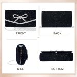 Evening Bag Clutch Purses for Women,Sparkly Bow Handbags Crossbody Bag Wedding Bag Glitter Rhinestone Party - Image 3