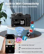 FLATIC Cameras for Photography, 6K 64MP Digital Camera with WiFi & Microphone for Youtuber, 16X Zoom Vlogging Camera with 180°Flip Screen, 64GB Card, 2 Batteries, Macro & Wide-Angle Lens, Card Reader - Image 4