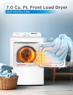 BLACK+DECKER 7.0 Cu. Ft. Front Load Dryer, Clothes Dryer with LED Display and Dial Control, 5 Senor and Manual Dry Selections, Wrinkle Care, 240V, BLD67ME, White - Image 3